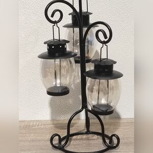 Black Triple Lantern Decorative Candle Stand